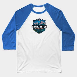 Grand Teton National Park Wyoming Night Baseball T-Shirt